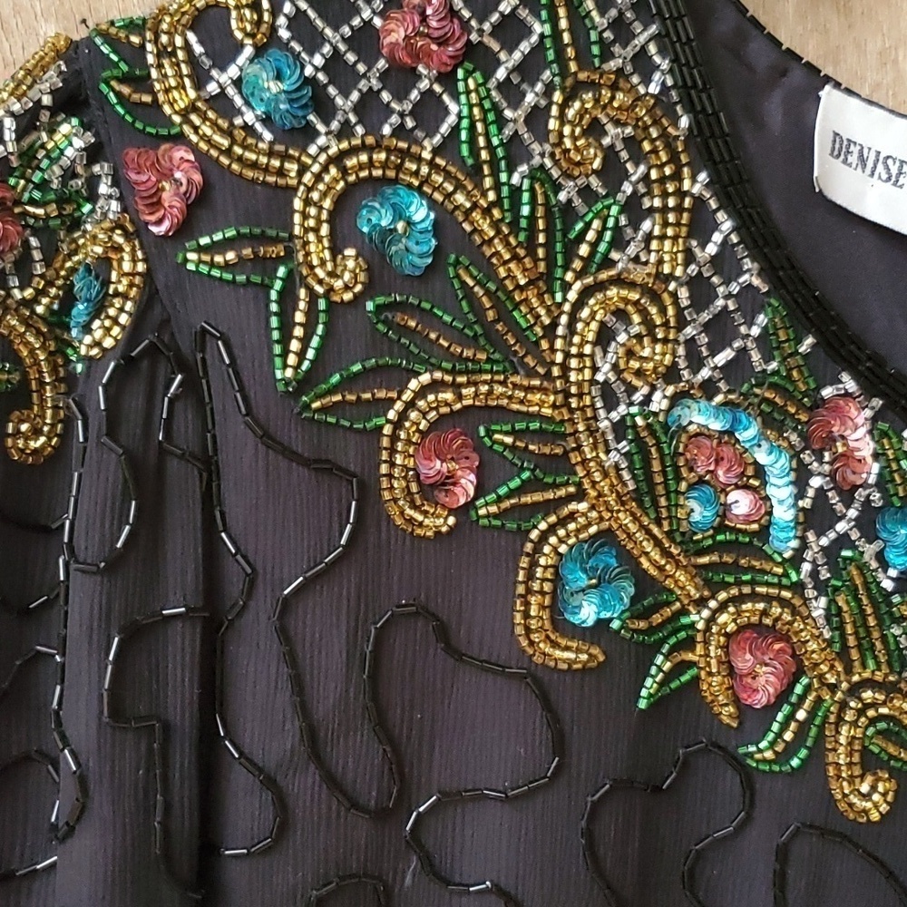 Vintage Denise Elle Beaded Top 1X perfect condition - Picture 3 of 5